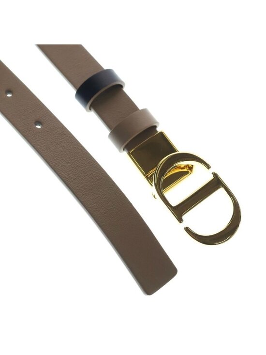 Dior CD Logo Buckle Reversible Belt Gold Leather Beige Black main image 5